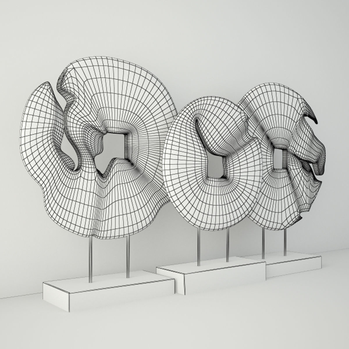 Teak Wood Table Top Decoration 3D model_4