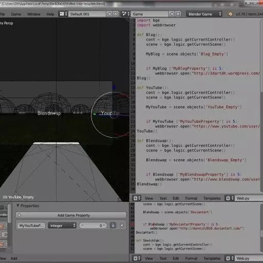 Weblink Opener Template - Blender Game Engine  Free low-poly 3D model_0