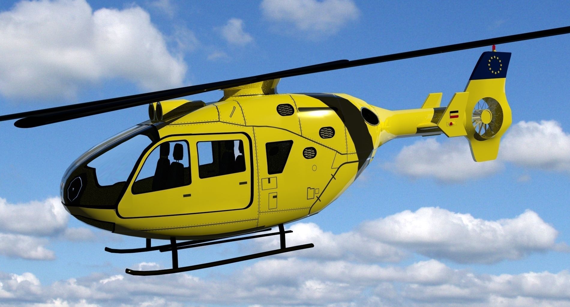 Yellow helicopter 3D Model .obj .3ds .fbx .blend .dae .mtl