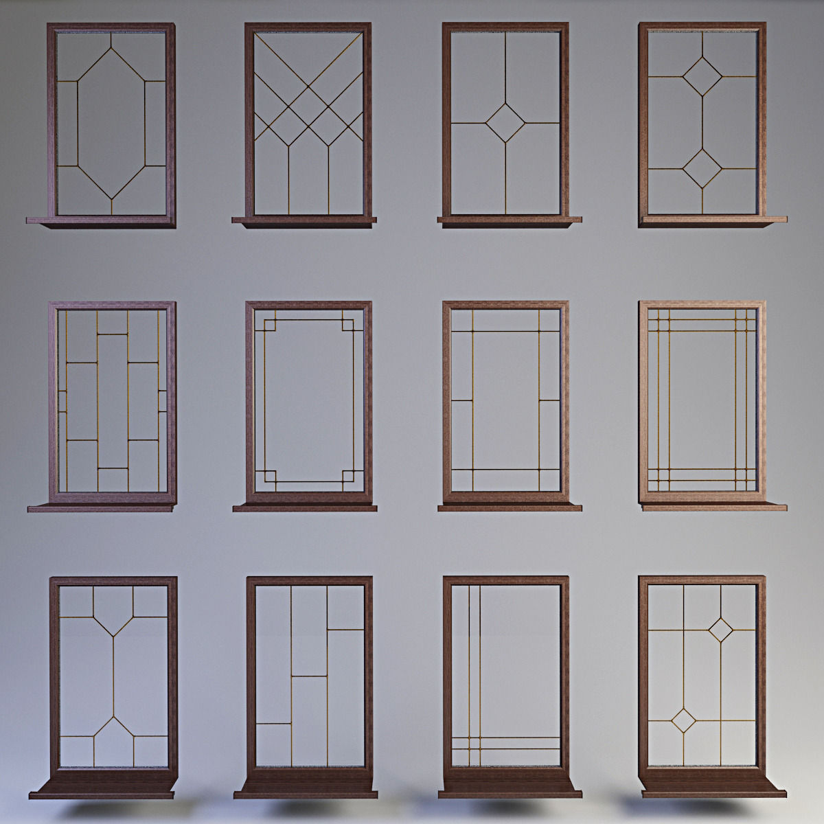 Windows collection muntin bars 3D model_3
