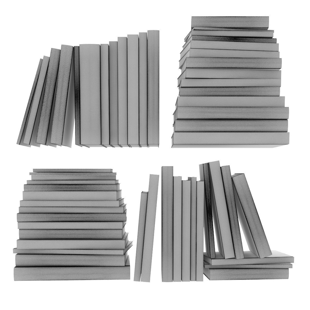 Books collection stack of 3D model_5