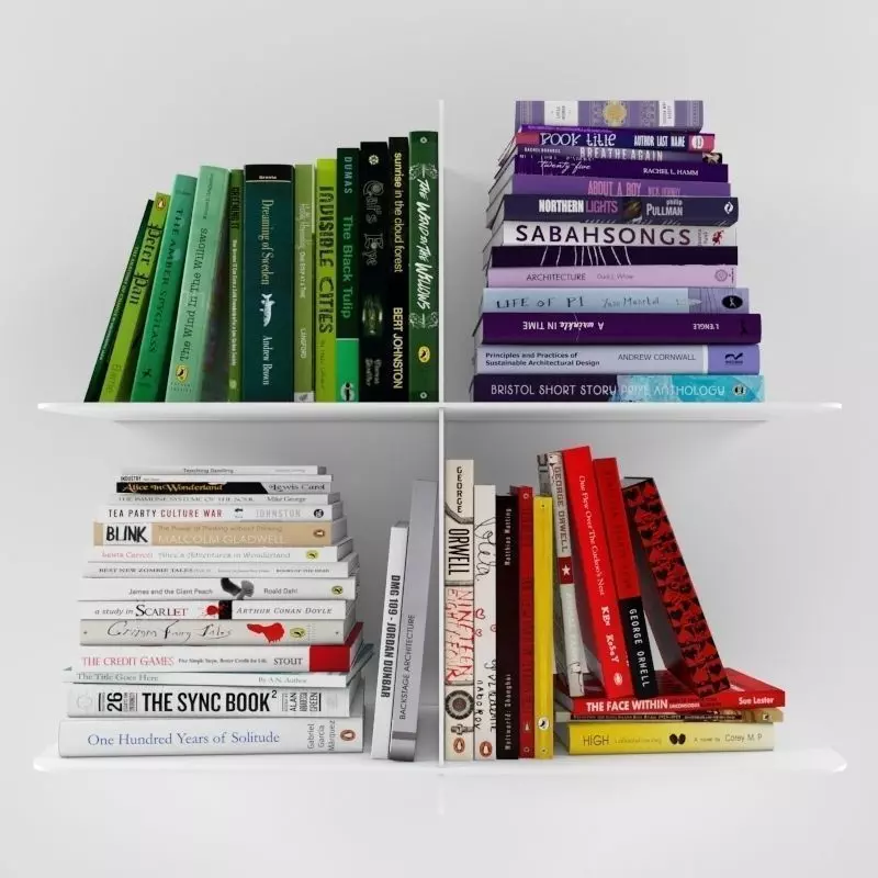 Books collection stack of 3D model_0