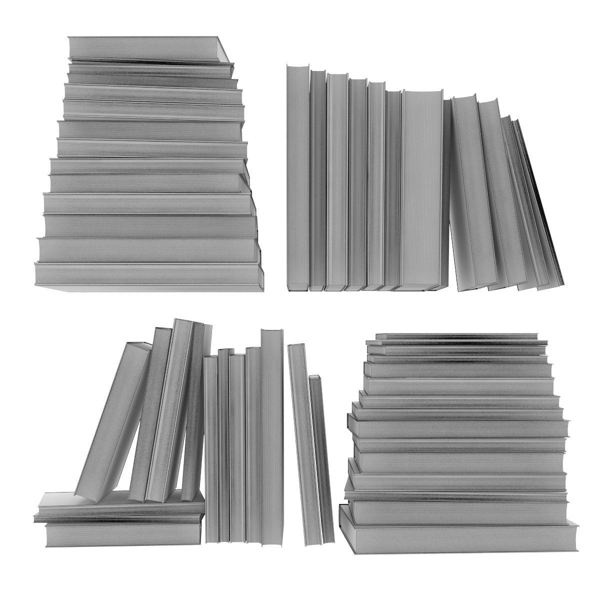 Books collection stack of 3D model_6