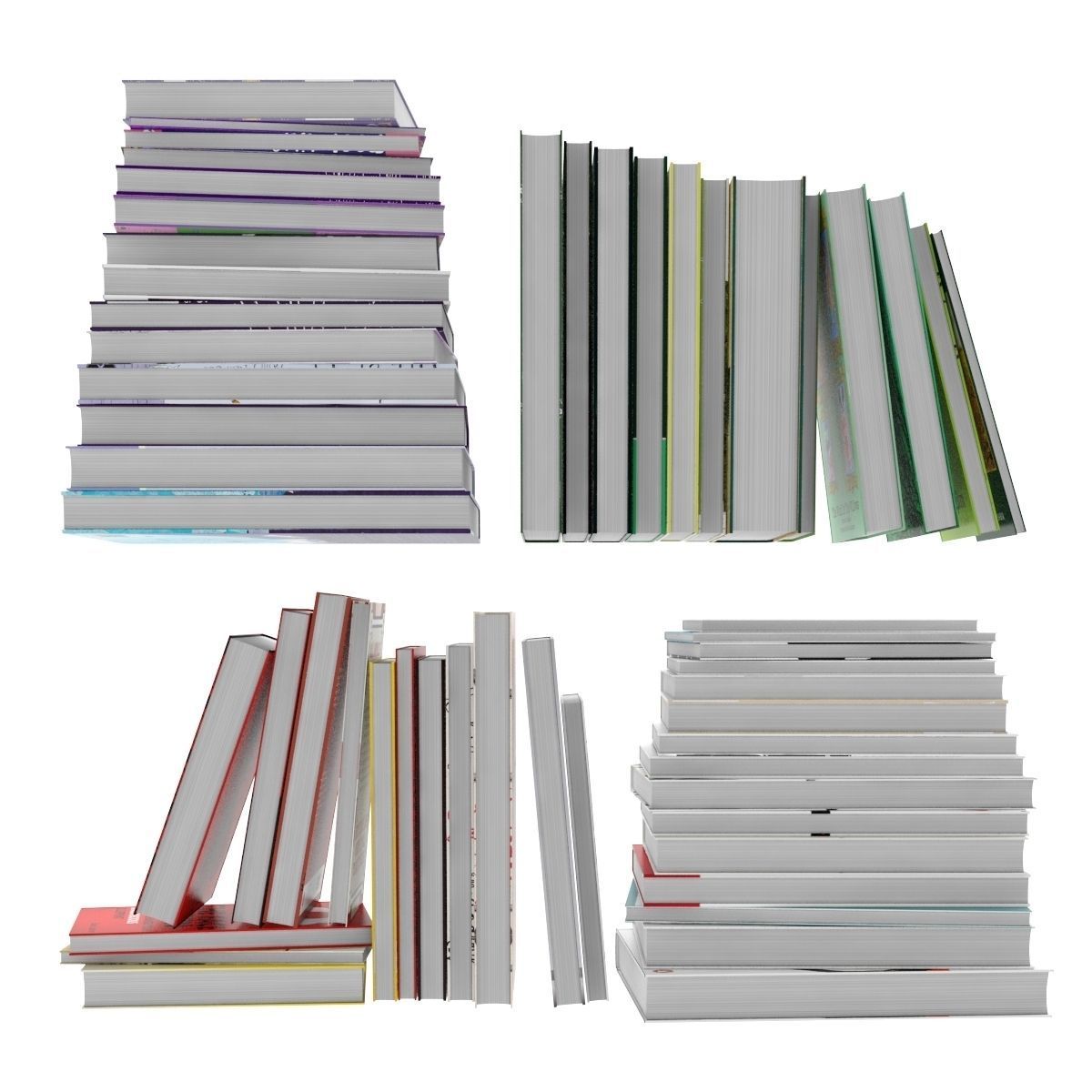 Books collection stack of 3D model_4