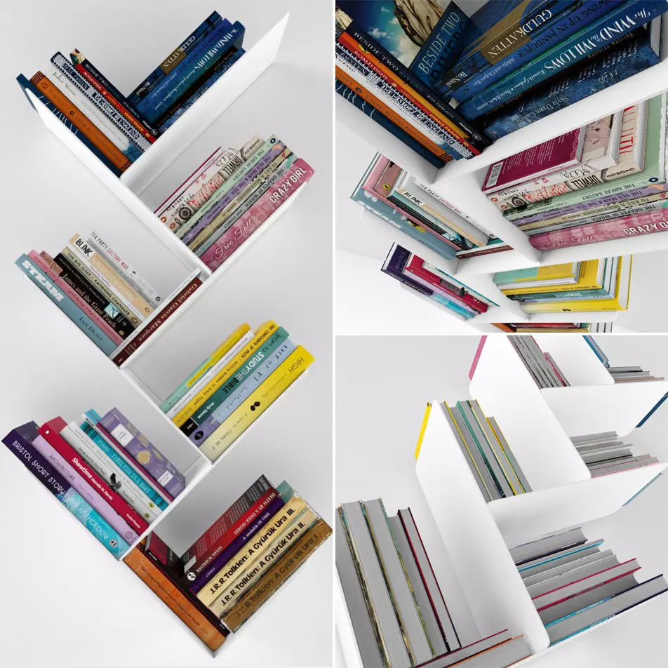Books set series of bookshelves with 3D model_0