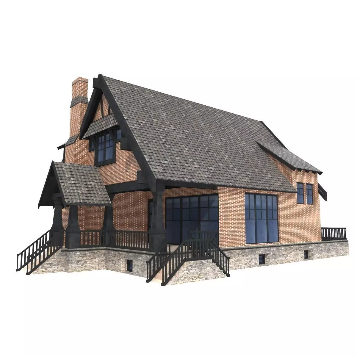Country Low Poly House 3 Low-poly 3D model_0