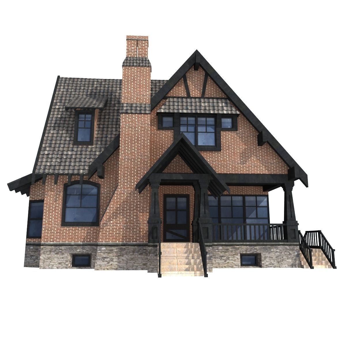 Country Low Poly House 3 Low-poly 3D model_1