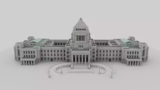 The National Diet Building Low-poly 3D model