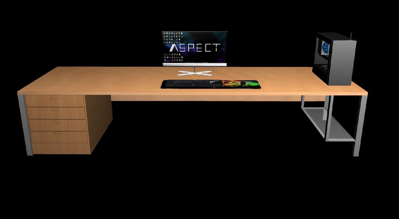 Low Poly Gaming Computer Setup Low-poly 3D model_0