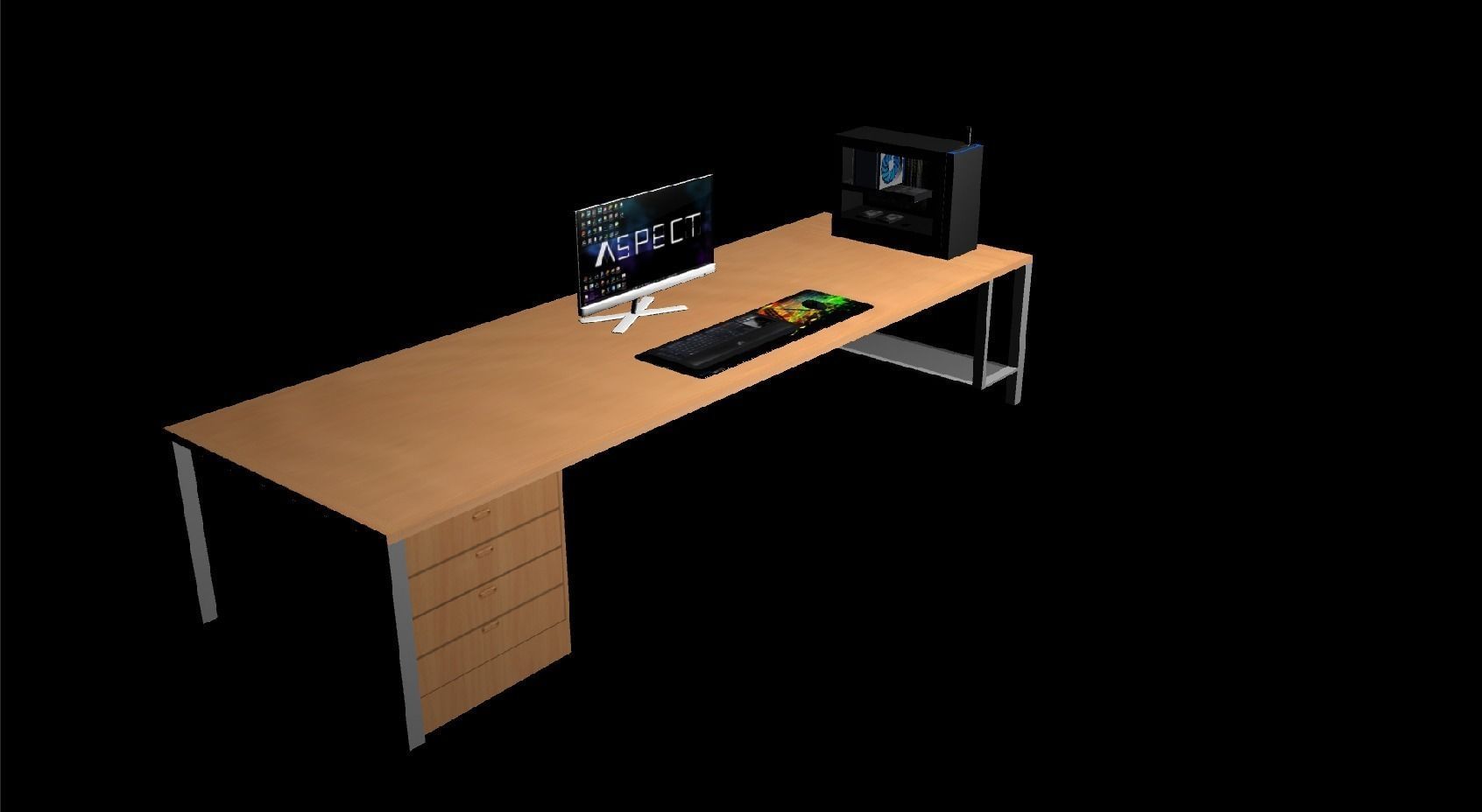 Low Poly Gaming Computer Setup Low-poly 3D model_2