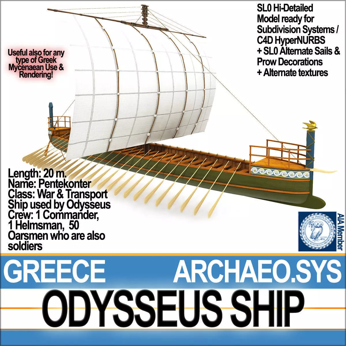 Greek Homeric Odysseus Ship 3D model