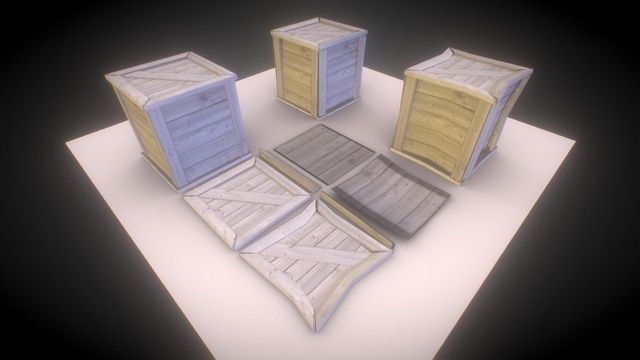 Destructible Box for Games  Free low-poly 3D model_7