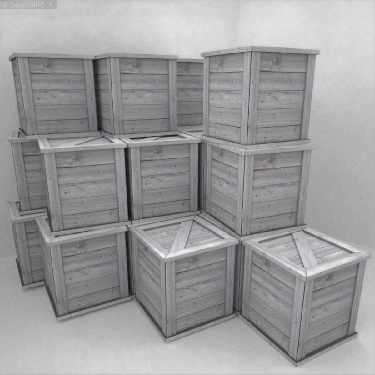 Destructible Box for Games  Free low-poly 3D model_8