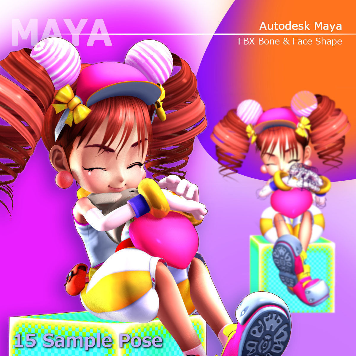 MEI-Chan anime girl outfit 3D model_3