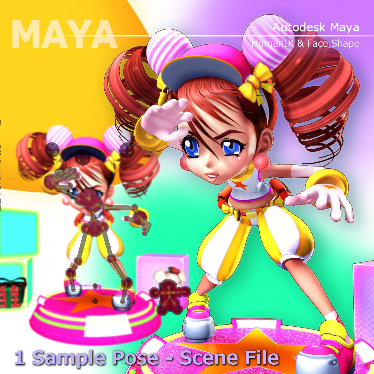 MEI-Chan anime girl outfit 3D model_4