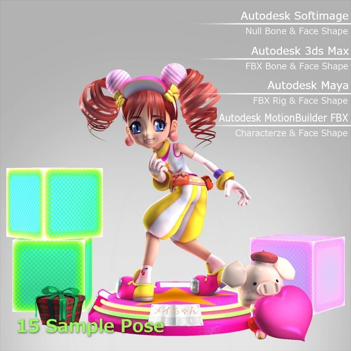 MEI-Chan anime girl outfit 3D model_10