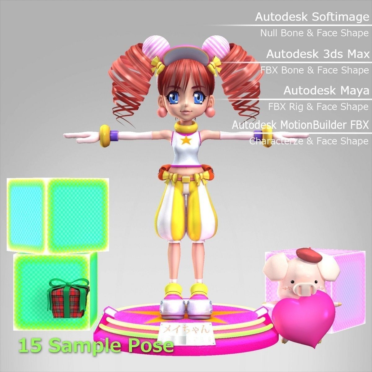 MEI-Chan anime girl outfit 3D model_7