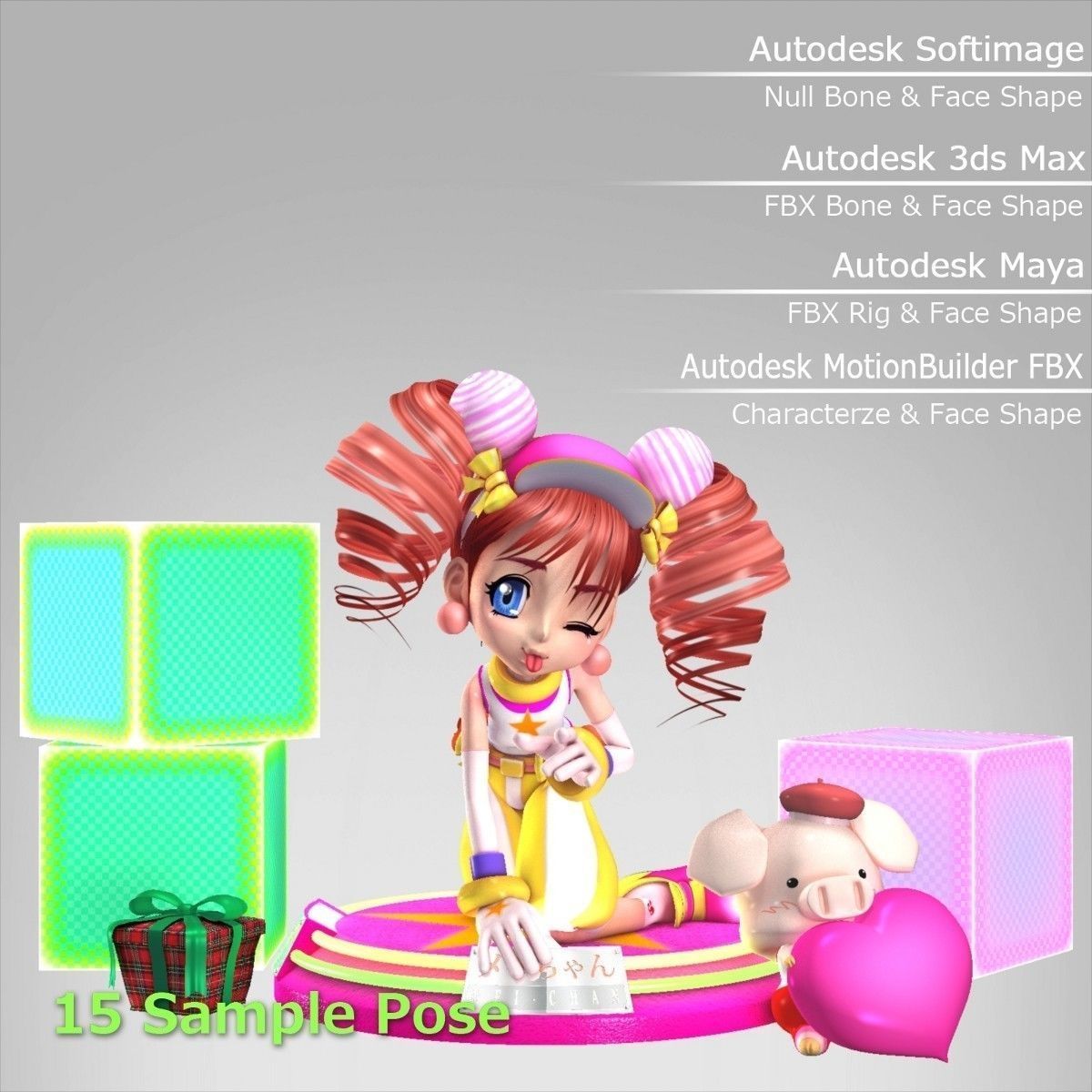 MEI-Chan anime girl outfit 3D model_12