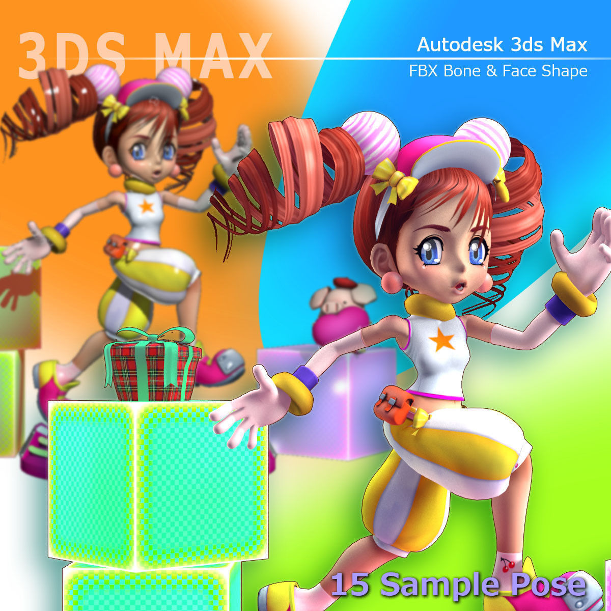 MEI-Chan anime girl outfit 3D model_1