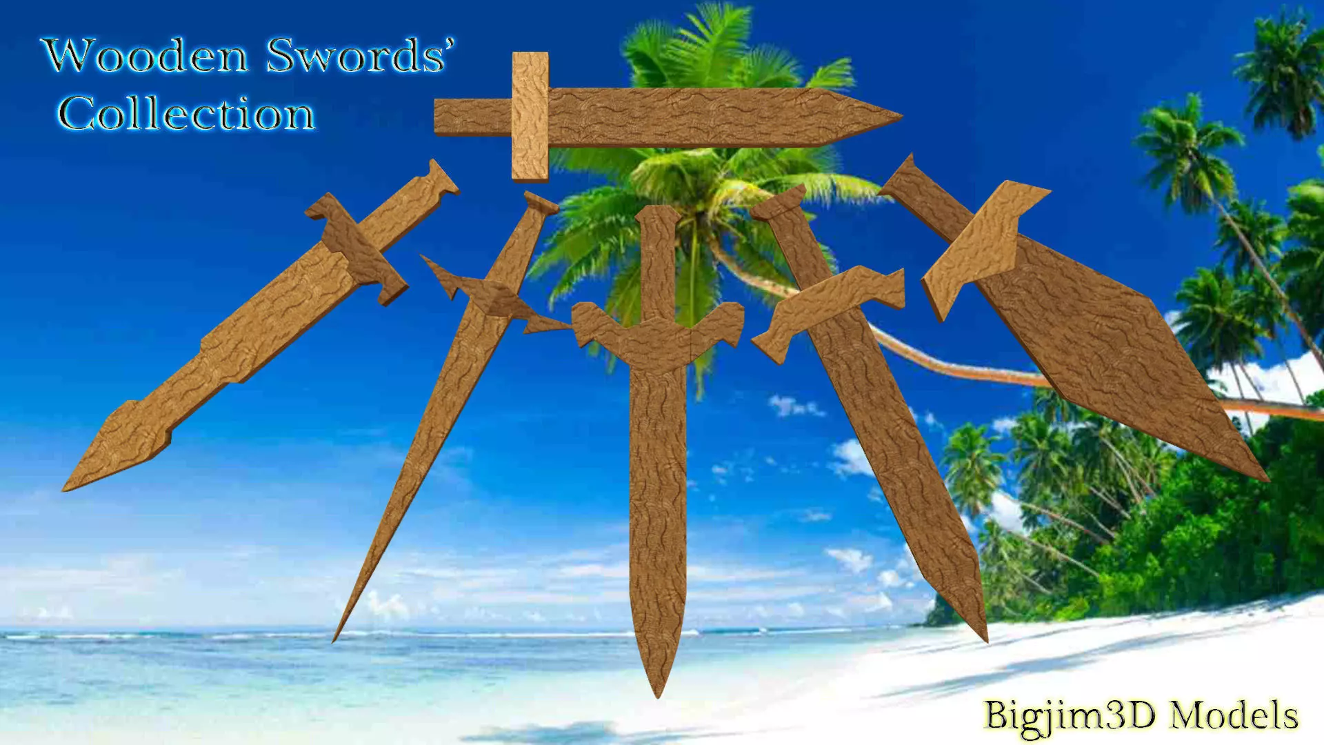 Wooden Swords collection 3D model