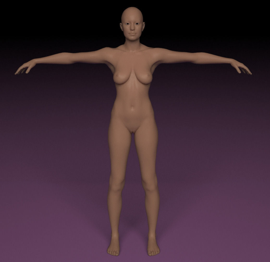 Woman female nude 3D model_2