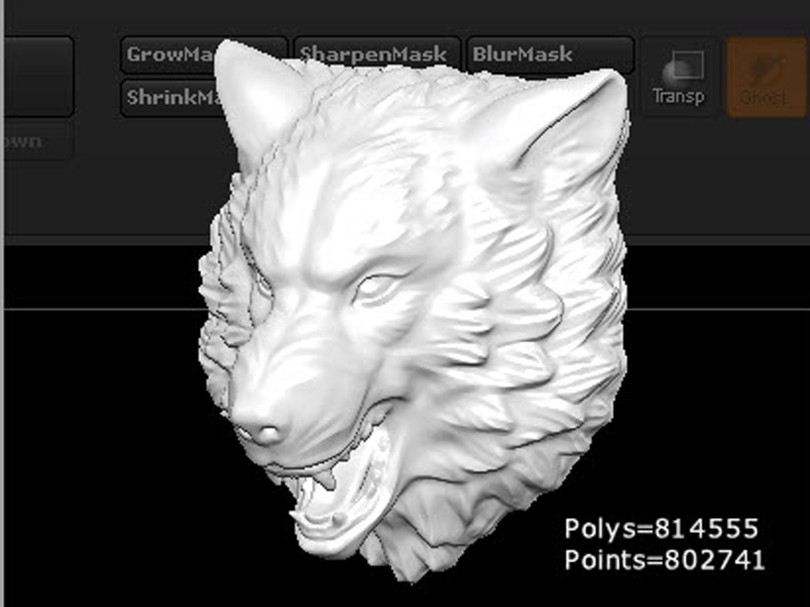 stylized wolf head 0190 3D print model_5