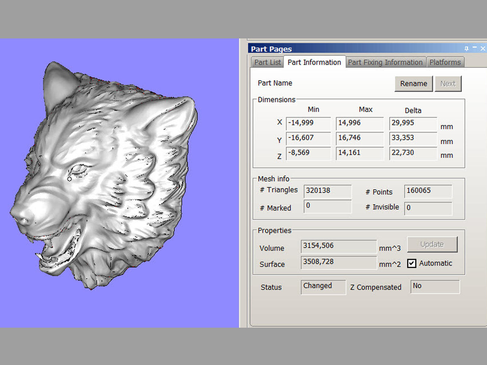 stylized wolf head 0190 3D print model_3