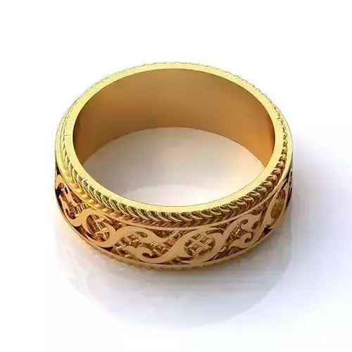 Wedding ring with an ornament 001 3D print model