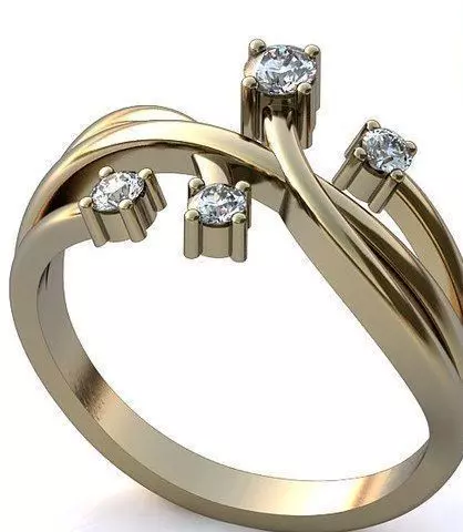 ring with stones twig 3D print model_0