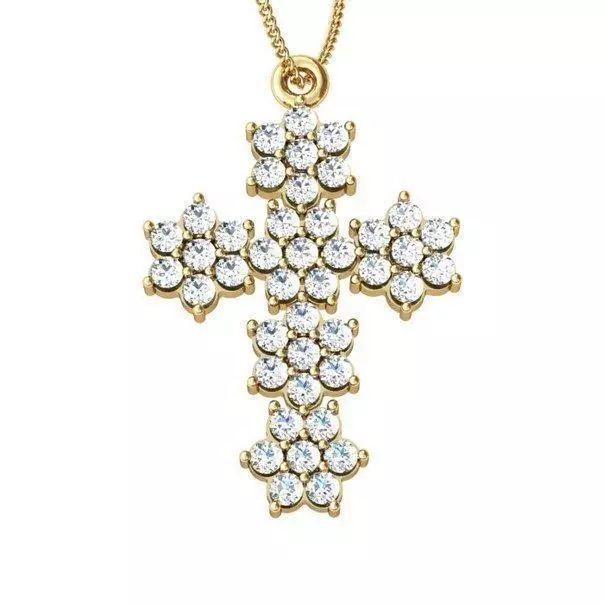 cross with stones  3D print model_0