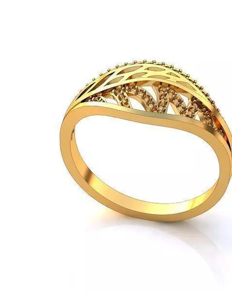 Ring Wave with stones 3D print model_0