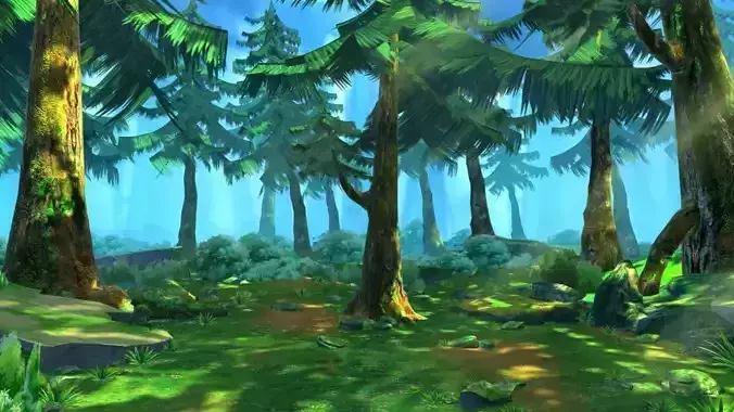 Cartoon Forest Scene 02 3D model