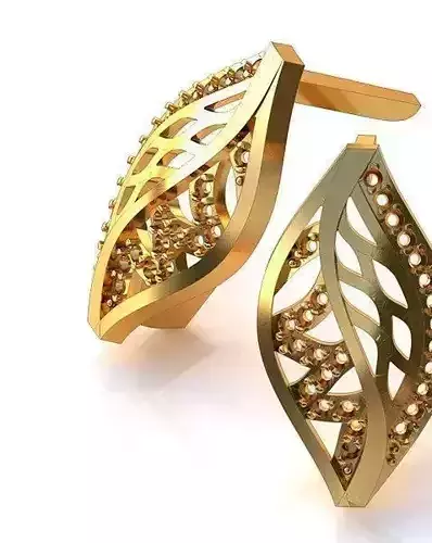 Wave earrings with stones 2 3D print model