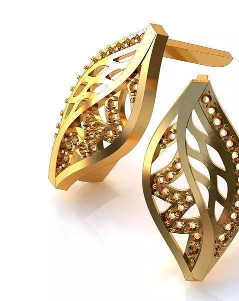 Wave earrings with stones 2 3D print model_0