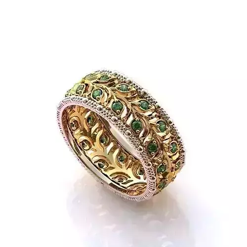 wedding ring with leaves 3D print model