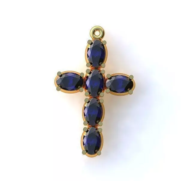 Cross oval sapphires 3D print model_0