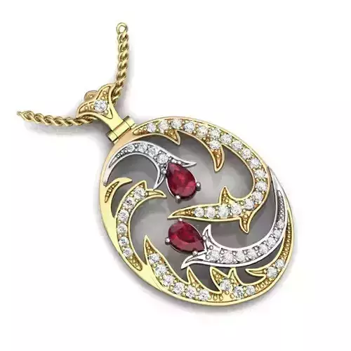 oval pendant with stones 3D print model