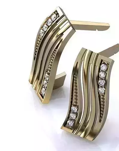 rectangular earrings with stones 3D print model