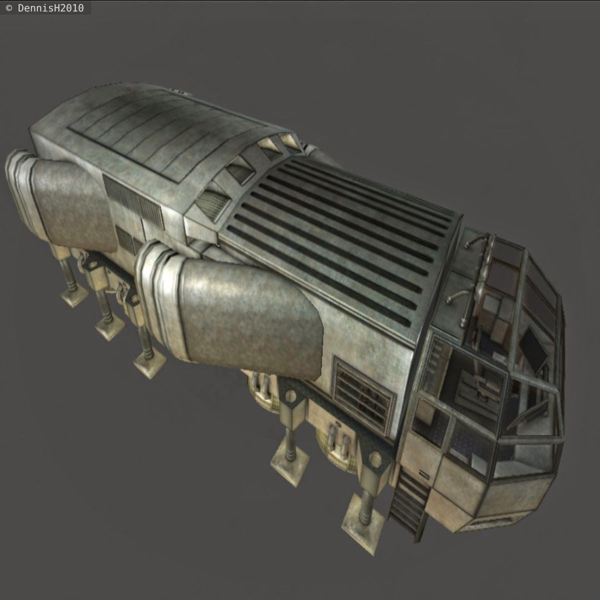 Futuristic Freighter Free low-poly 3D model_11
