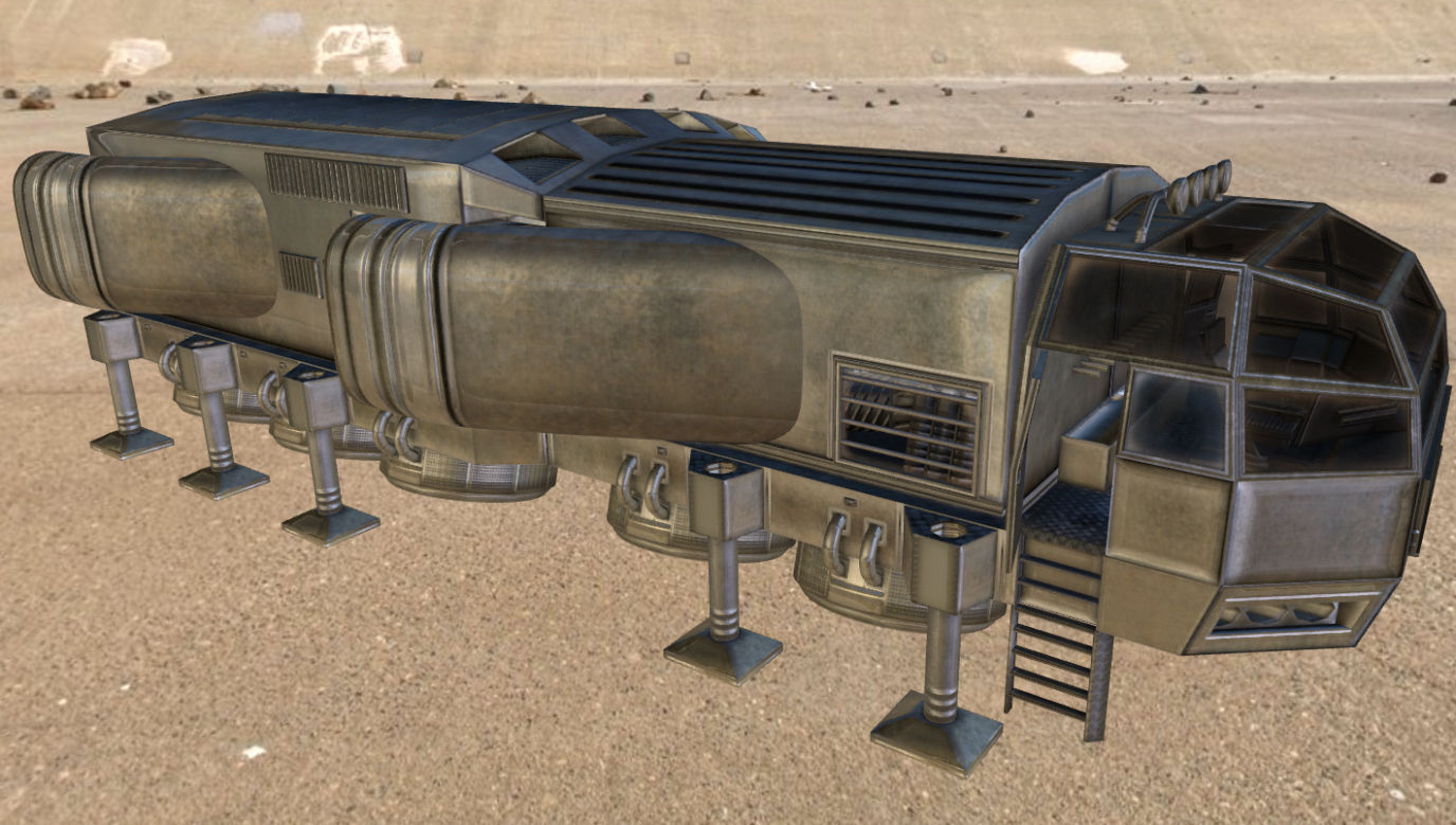 Futuristic Freighter Free low-poly 3D model_32