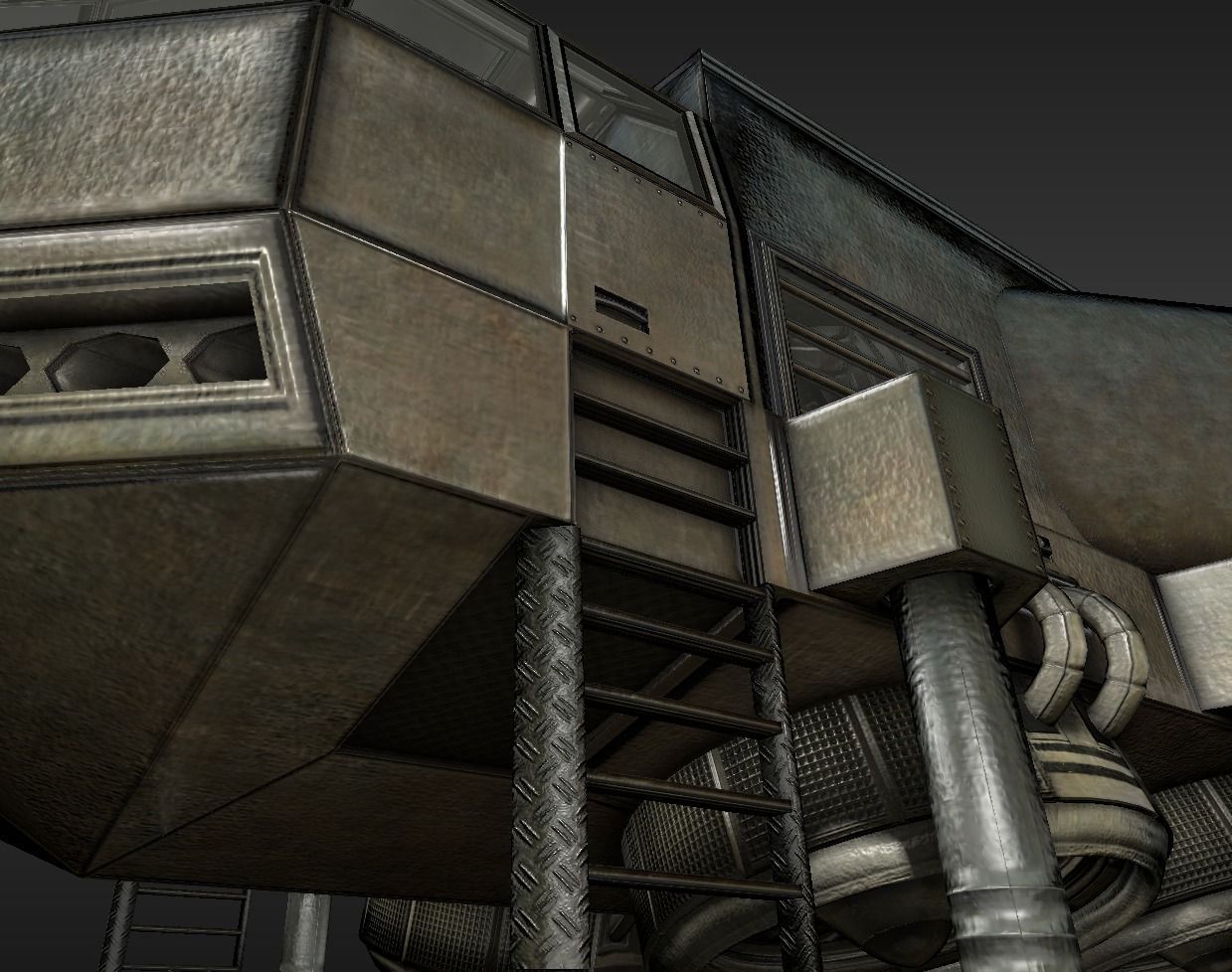 Futuristic Freighter Free low-poly 3D model_21