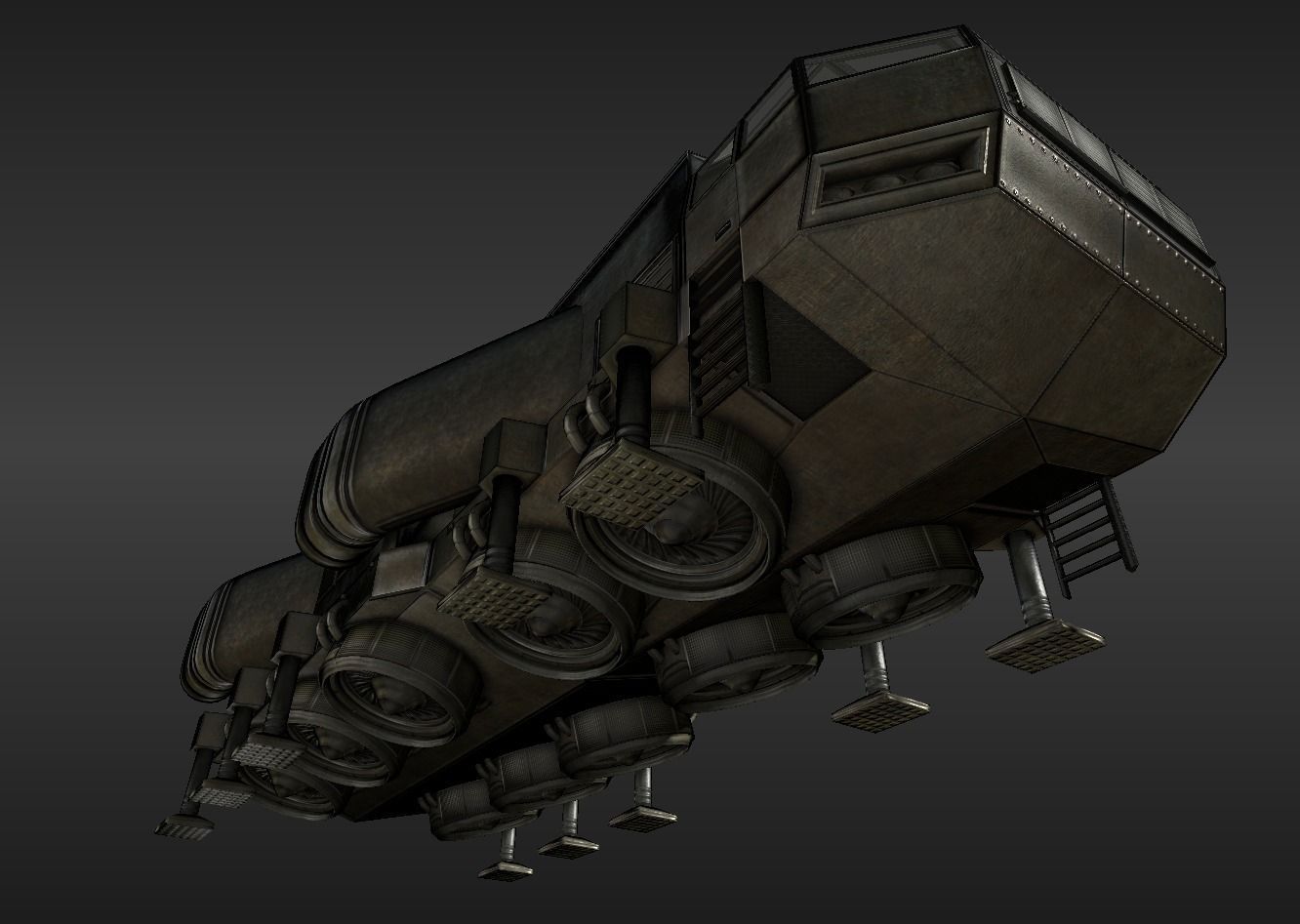 Futuristic Freighter Free low-poly 3D model_27