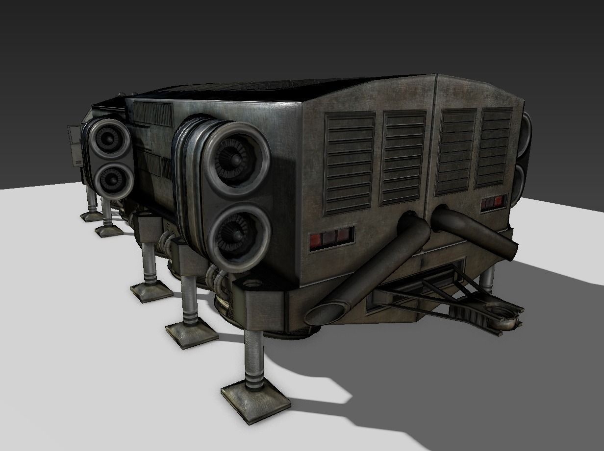 Futuristic Freighter Free low-poly 3D model_6