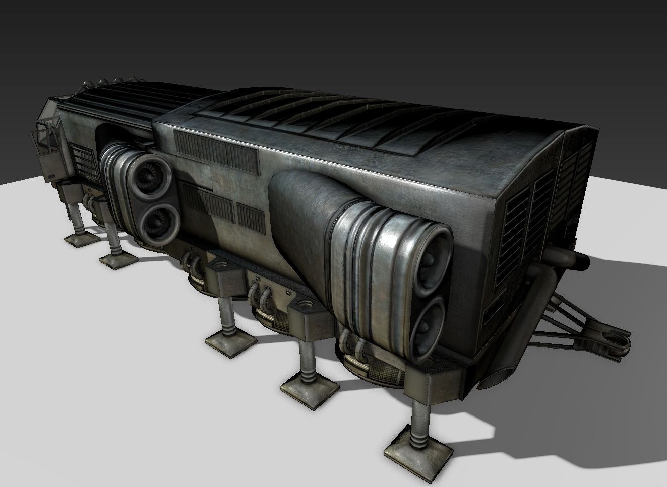 Futuristic Freighter Free low-poly 3D model_10