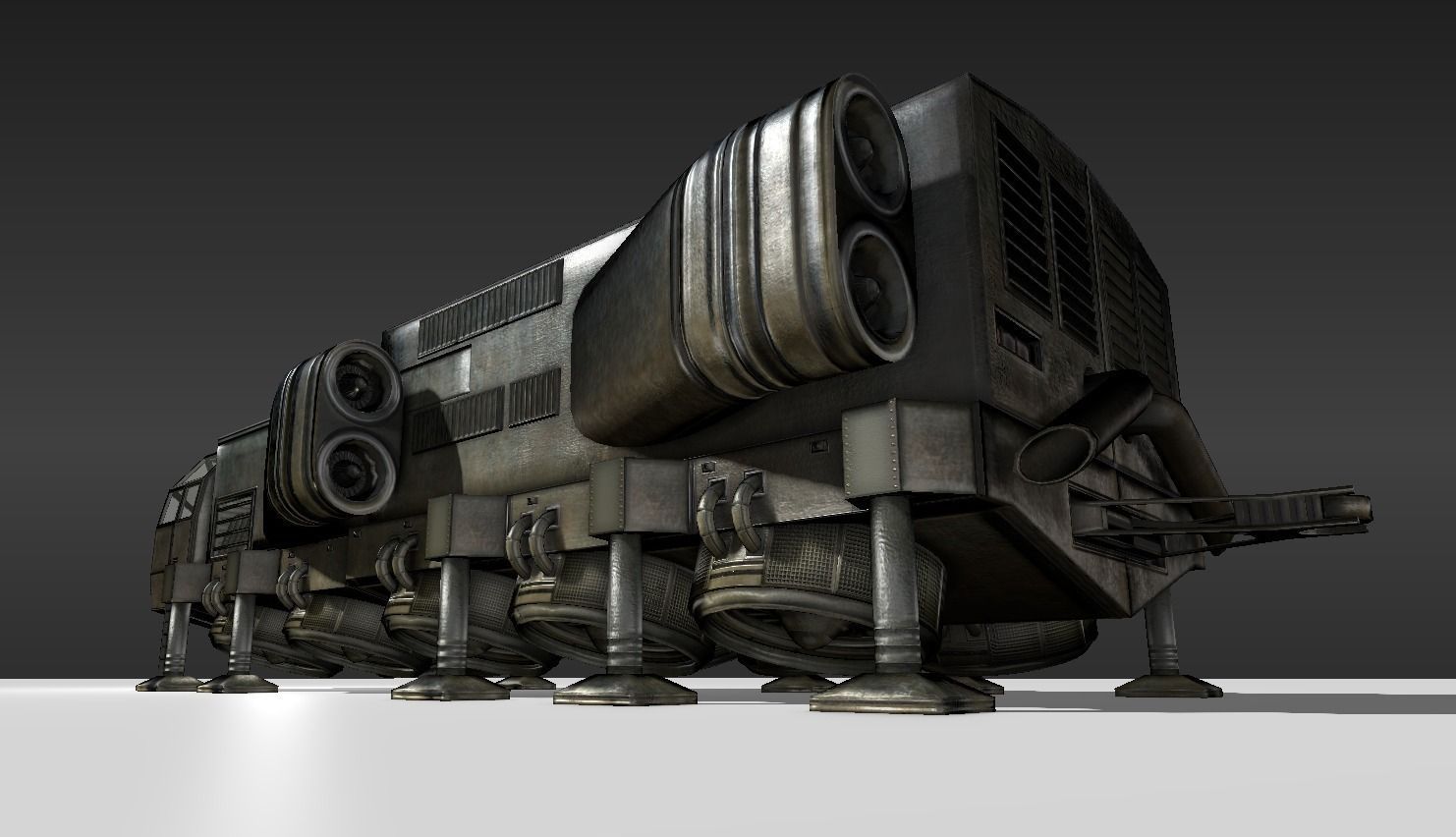 Futuristic Freighter Free low-poly 3D model_4