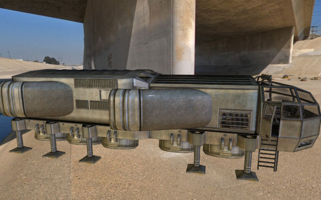 Futuristic Freighter Free low-poly 3D model_14