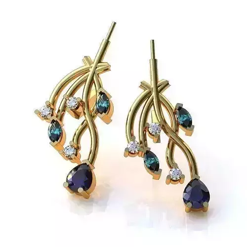 twig earrings 4 Free 3D print model