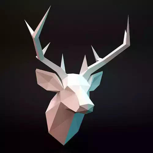 deer head low-poly  Low-poly 3D model