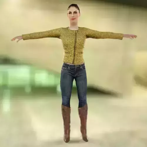 Golden Jacket Girl Low-poly 3D model