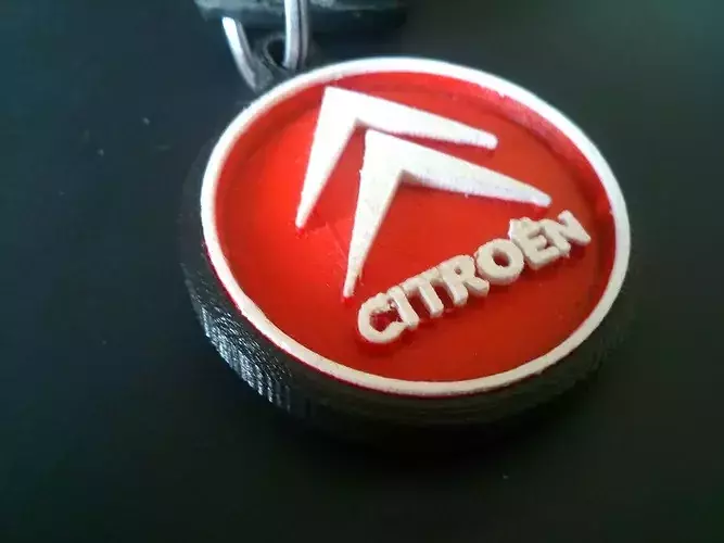Classic Citroen double-sided keyring 3D print model 4